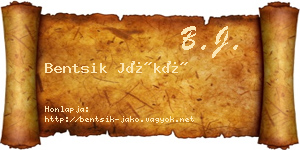 Bentsik Jákó névjegykártya